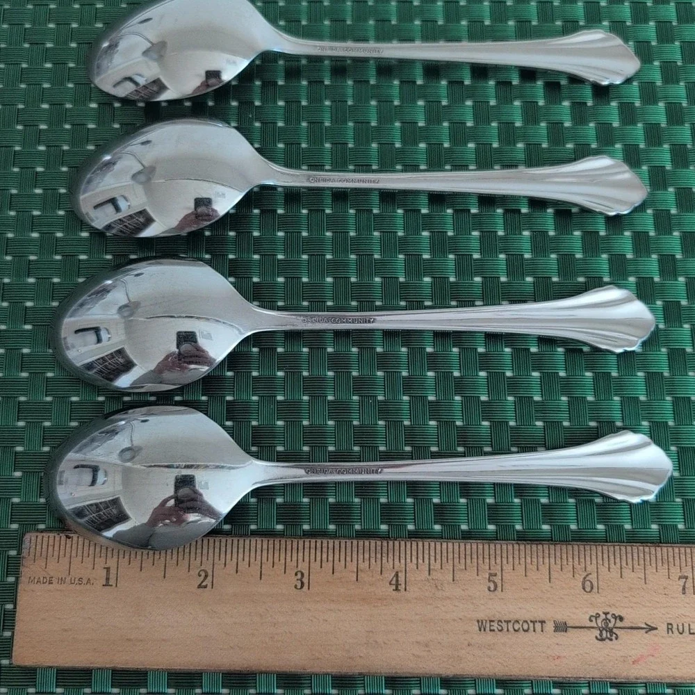 Oneida CLARETTE Soup Spoons Lot of 4 Community Betty Crocker Stainless USA Vtg